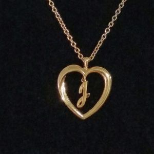 Heart with "J" initial Necklace